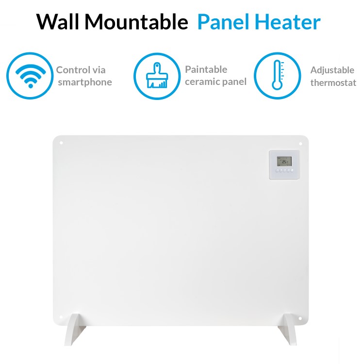 GRADE A3 - Ultraslim Paintable 550 Watt WiFi  Wall Mountable Panel Heater with  Smart App Alexa and Google Home Compatible