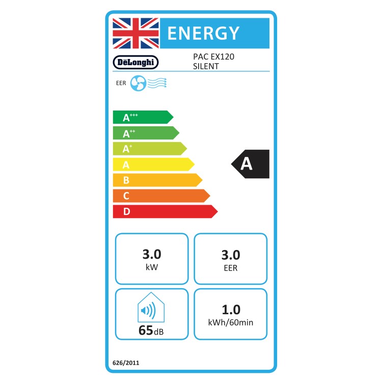 GRADE A5 - DeLonghi Pinguino EX120 SILENT 11500 BTU Portable Air Conditioner - Great for rooms up 30 sqm