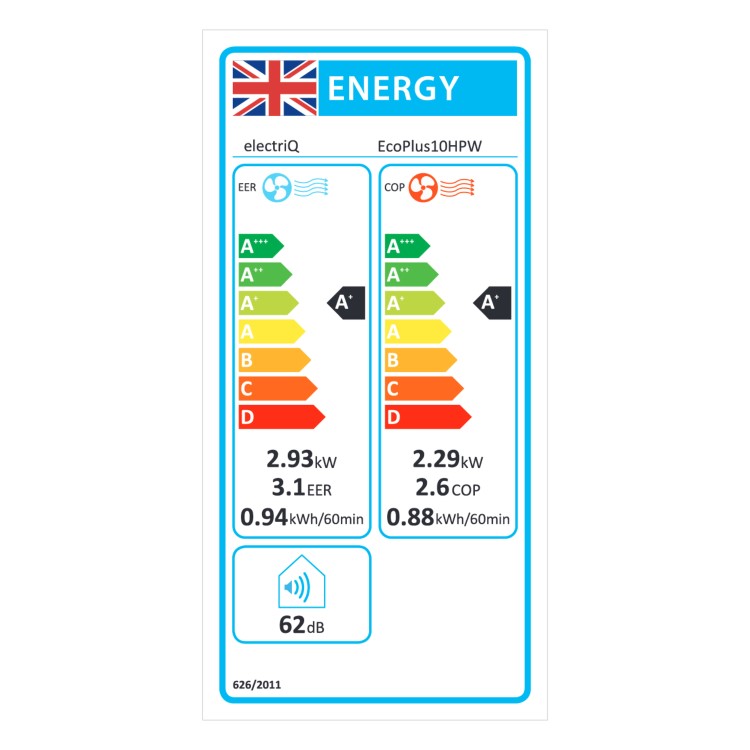 electriQ EcoPlus 10000 BTU  A+ Low Energy  Smart Quiet Portable AC & Heater