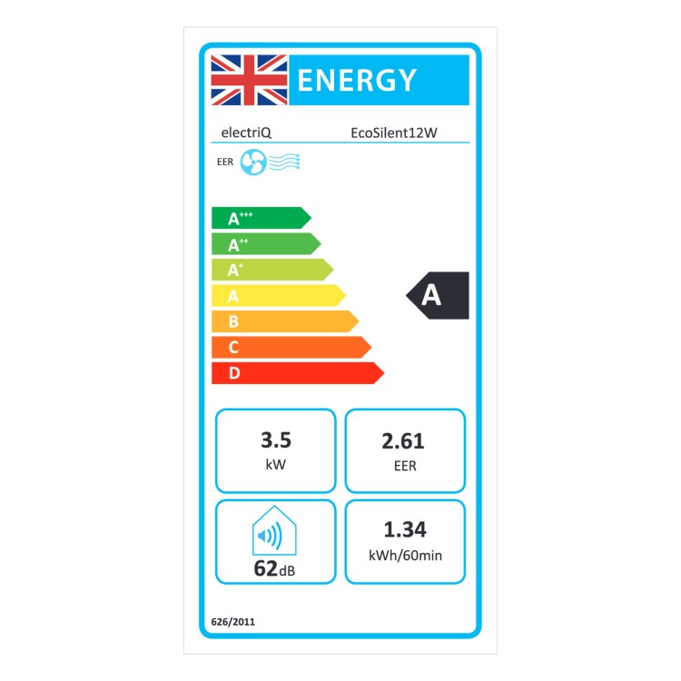 electriQ EcoSilent 12000 BTU Smart Portable Air Conditioner HEPA-Ready with Quiet DC Fan & Sleep Mode