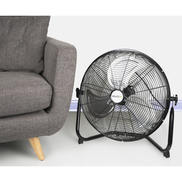 Refurbished electriQ 18 Inch High Velocity Floor Fan - Black