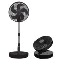 FRF12B electriQ 12-inch Rechargeable Quiet Foldable DC Pedestal Fan - Indoor & Outdoor - Black