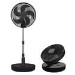 electriQ 12-inch Rechargeable Quiet Foldable DC Pedestal Fan - Indoor & Outdoor - Black