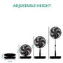 electriQ 12-inch Rechargeable Quiet Foldable DC Pedestal Fan - Indoor & Outdoor - Black