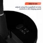 electriQ 12-inch Rechargeable Quiet Foldable DC Pedestal Fan - Indoor & Outdoor - Black