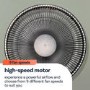 electriQ 12-inch Rechargeable Quiet Foldable DC Pedestal Fan - Indoor & Outdoor - Black