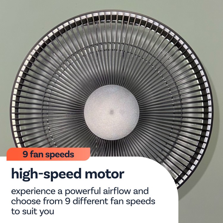 electriQ 12-inch Rechargeable Quiet Foldable DC Pedestal Fan - Indoor & Outdoor - Black