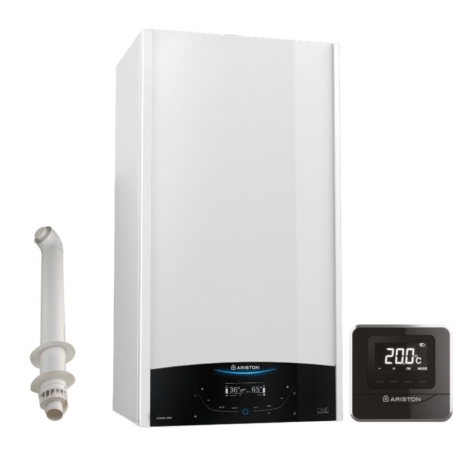 Ariston Genus One Net 30kw Plus A+ Combi Boiler with Cube RF Control and Horizontal Flue Kit - 12 Year warranty