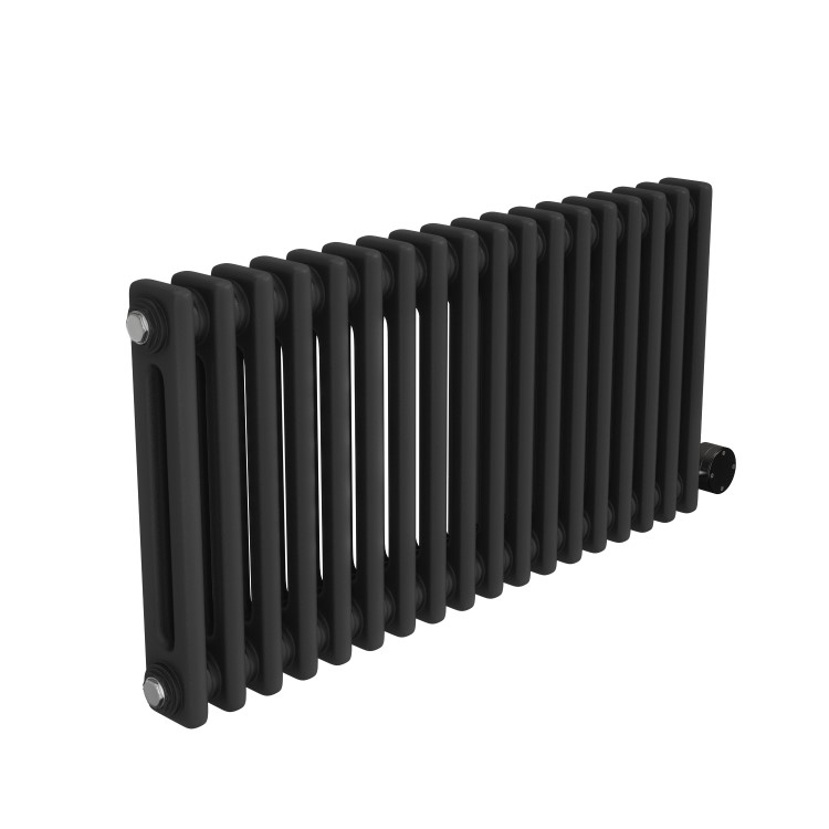 Midnight Black Electric Horizontal Column Radiator with Wi-Fi Thermostat - 1200W - H400xW830mm - Bathroom Safe