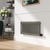 Smoked Stone Horizontal Smart Electric Radiator with Wi-Fi Thermostat - 1.2KW - H400xW830 - Bathroom Safe