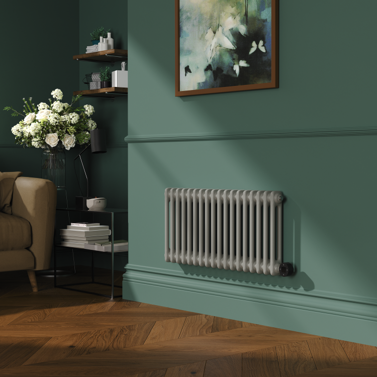 Smoked Stone Horizontal Smart Electric Radiator with Wi-Fi Thermostat - 1.2KW - H400xW830 - Bathroom Safe