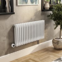 GRADE A2 - White Electric Horizontal Column Radiator 1.2kW with Wifi Thermostat - H400xW830mm - IPX4 Bathroom Safe