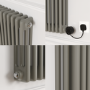 Smoked Stone Horizontal Smart Electric Radiator with Wi-Fi Thermostat - 1.2KW - H400xW1190 - Bathroom Safe