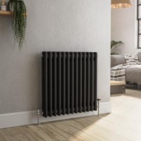Reggio Midnight Black Horizontal Double Column Traditional Radiator 600x605mm 2045 BTU - Cast Iron Style Reggio Midnight Black Horizontal Double Column Traditional Radiator 600x605mm 2045 BTU - Cast Iron Style