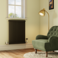 Reggio Midnight Black Horizontal Double Column Traditional Radiator 800x605mm 2045 BTU - Cast Iron Style