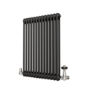 Reggio Midnight Black Horizontal Double Column Traditional Radiator 800x605mm 2045 BTU - Cast Iron Style