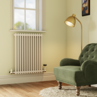 Reggio White Horizontal Double Column Traditional Radiator 800x605mm 2045 BTU - Cast Iron Style