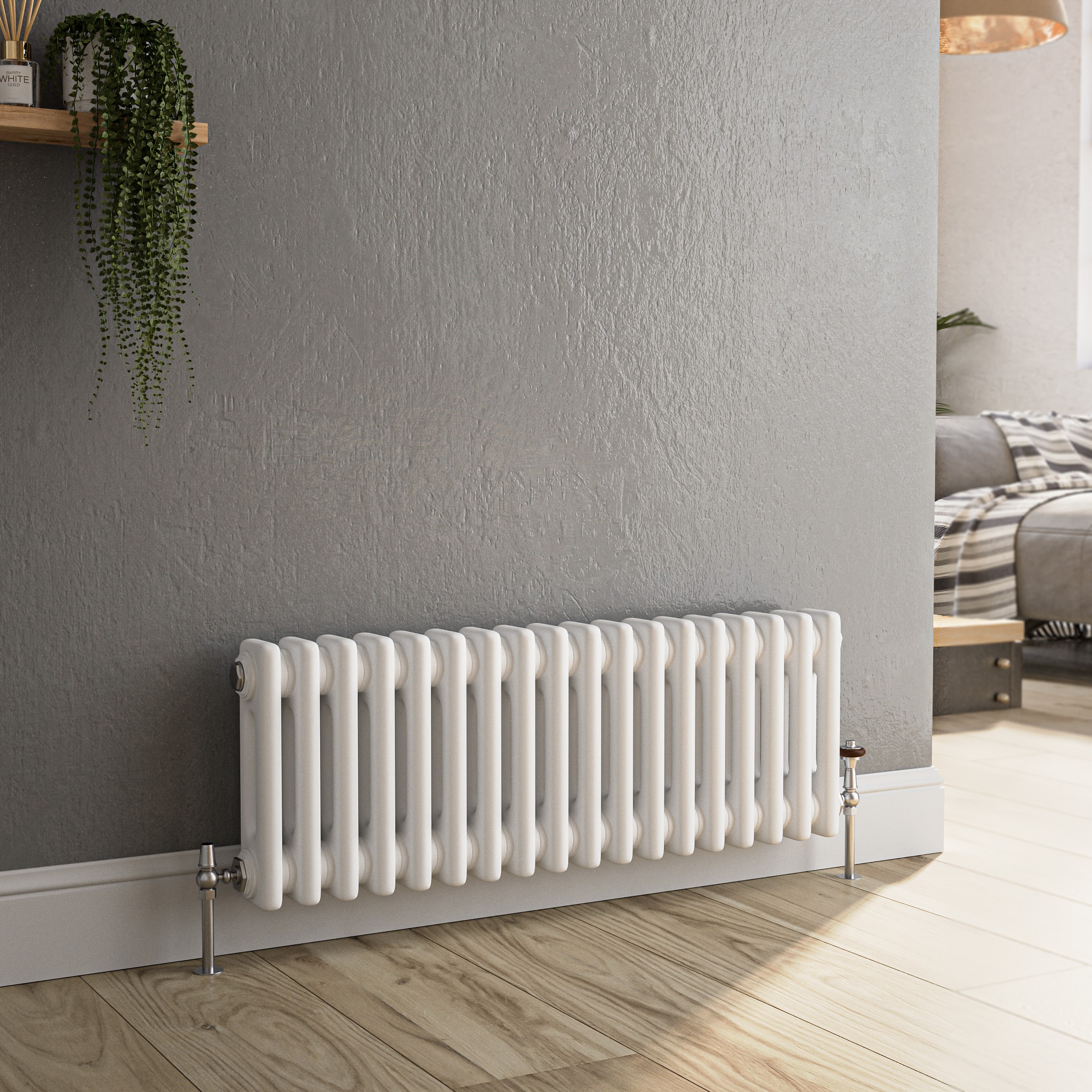 Horizzonal Radiators Buy Reggio White Horizontal Double Column Traditional Radiator ...