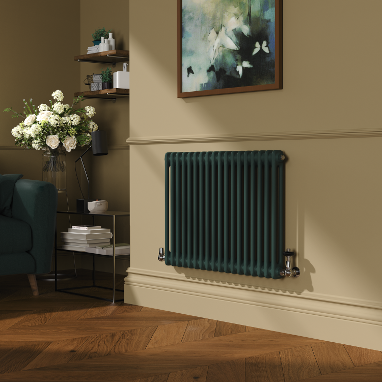 Reggio Evergreen Horizontal Double Column Traditional Radiator 600x830mm 2832 BTU - Cast Iron Style