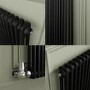 Reggio Midnight Black Horizontal Double Column Radiator 800x830mm 3713 BTU - Cast Iron Style