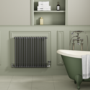 Reggio Anthracite Horizontal Double Column Traditional Radiator 800x830mm 2832 BTU - Cast Iron Style