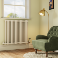 Reggio White Horizontal Double Column Radiator 800x830mm 3713 BTU - Cast Iron Style