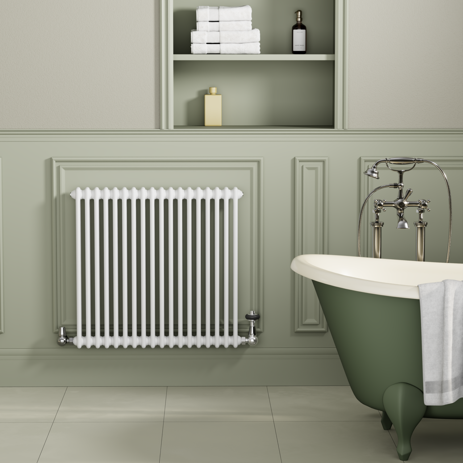 Buy Reggio White Horizontal Double Column Traditional Radiator ...
