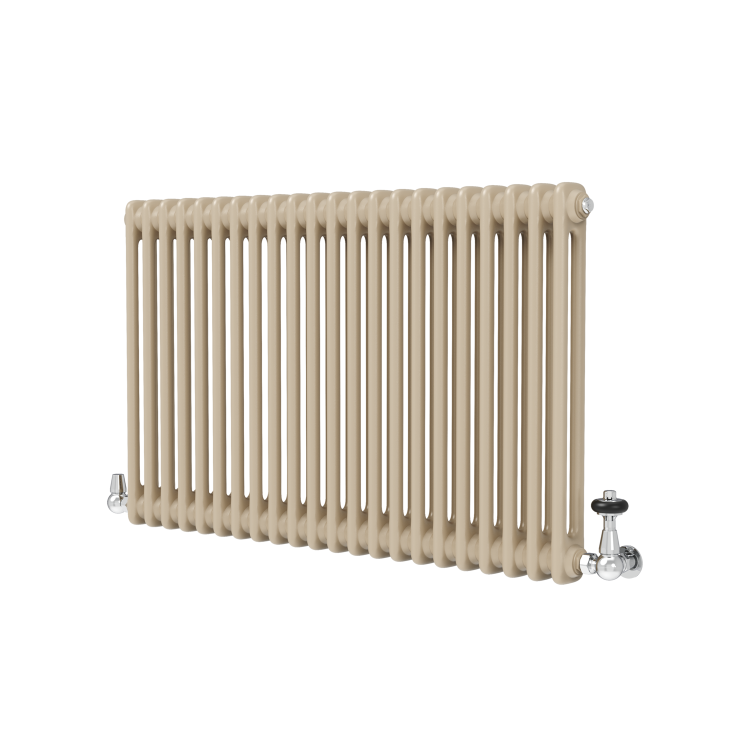 Reggio Beige grey Horizontal Double Column Traditional Radiator 600x1010mm 3462 BTU - Cast Iron Style