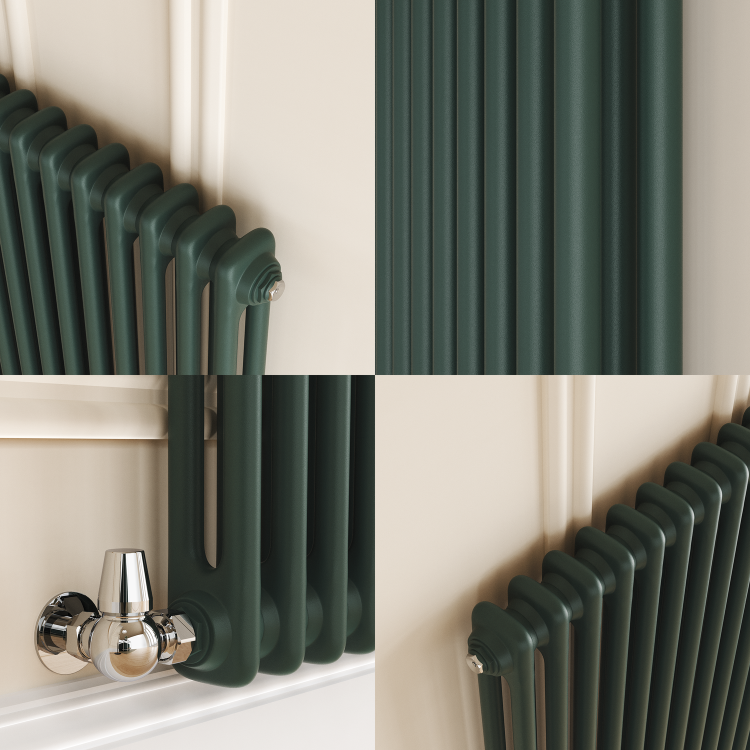 Reggio Evergreen Horizontal Double Column Traditional Radiator 600x1010mm 3462 BTU - Cast Iron Style