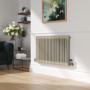 Reggio Linen Horizontal Double Column Traditional Radiator 600x1010mm 3462 BTU - Cast Iron Style