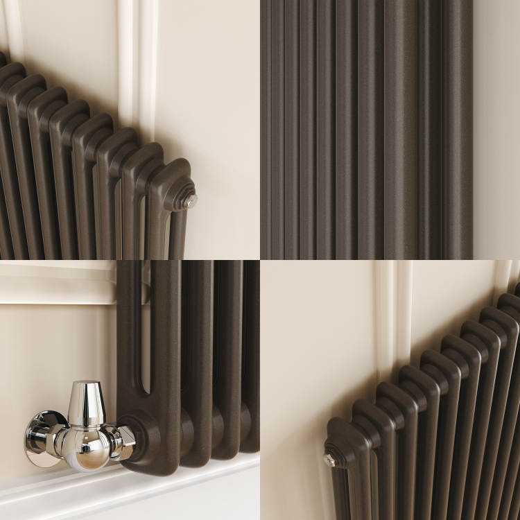 Reggio Russet Horizontal Double Column Traditional Radiator 600x1010mm 3462 BTU - Cast Iron Style