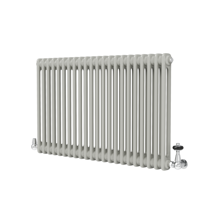 Reggio Smoked Stone Horizontal Double Column Traditional Radiator 600x1010mm 3462 BTU - Cast Iron Style