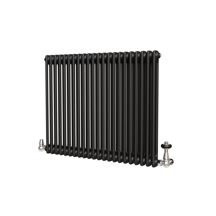 Reggio Midnight Black Horizontal Double Column Radiator 800x1010mm 4535 BTU - Cast Iron Style