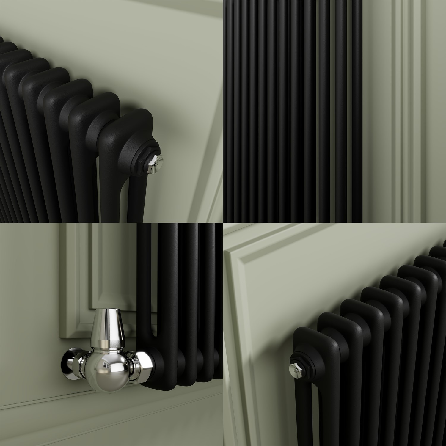 Buy Reggio Midnight Black Horizontal Double Column Traditional Radiator ...