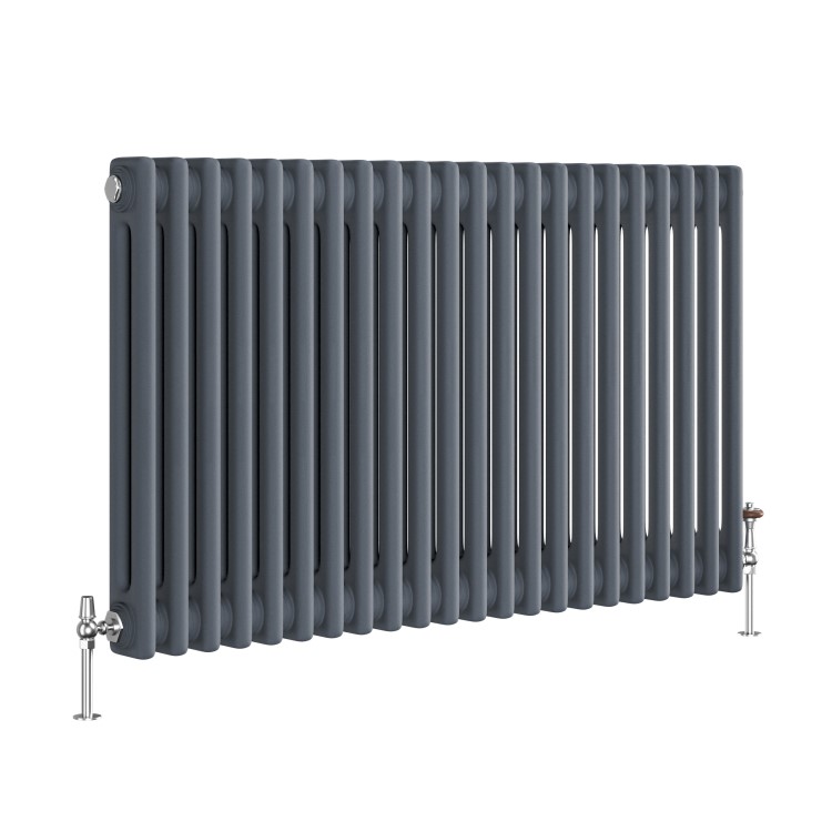 GRADE A2 - Reggio Anthracite Horizontal Double Column Traditional Radiator 600x1010mm 3462 BTU - Cast Iron Style