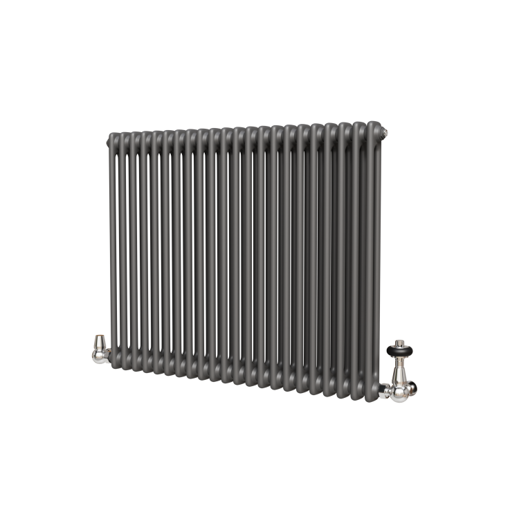 Reggio Anthracite Horizontal Double Column Traditional Radiator 800x1010mm 3462 BTU - Cast Iron Style
