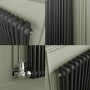 Reggio Anthracite Horizontal Double Column Traditional Radiator 800x1010mm 3462 BTU - Cast Iron Style