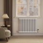 Reggio White Horizontal Double Column Radiator 800x1010mm 4535 BTU - Cast Iron Style