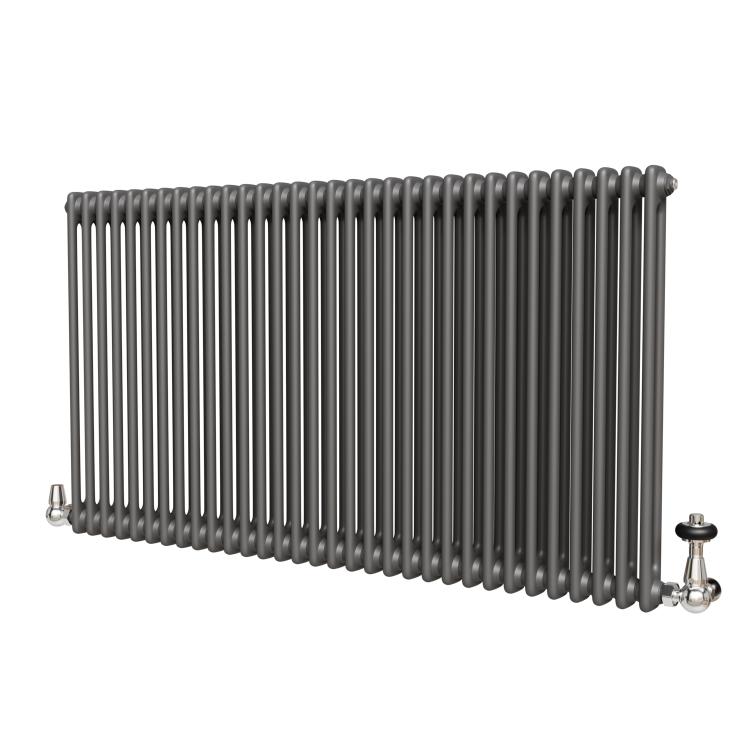Reggio Anthracite Horizontal Double Column Traditional Radiator 800x1460mm 5035 BTU - Cast Iron Style
