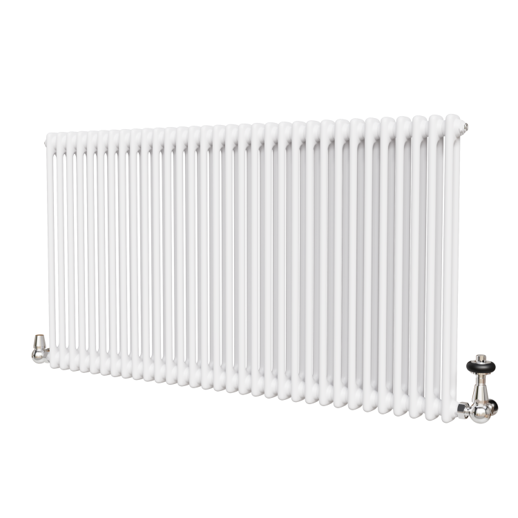 Reggio White Horizontal Double Column Radiator 800x1460mm 6598 BTU - Cast Iron Style