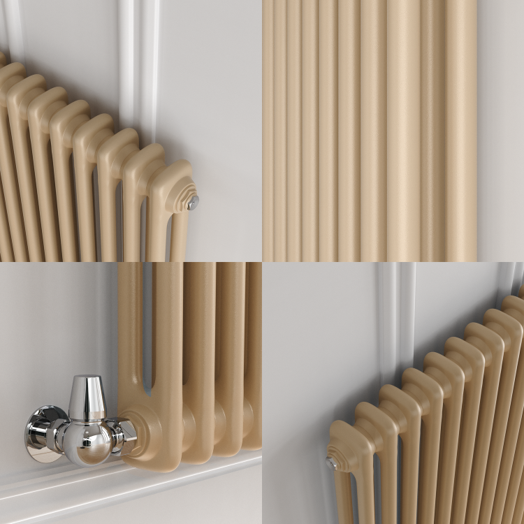 Reggio Elk brown Horizontal Double Column Traditional Radiator 600x425mm 1416 BTU - Cast Iron Style