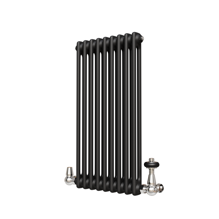 Reggio Midnight Black Horizontal Double Column Radiator 800x425mm 1855 BTU - Cast Iron Style
