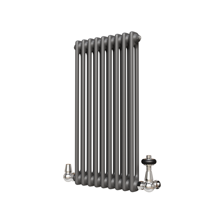 Reggio Anthracite Horizontal Double Column Traditional Radiator 800x425mm 1416 BTU - Cast Iron Style