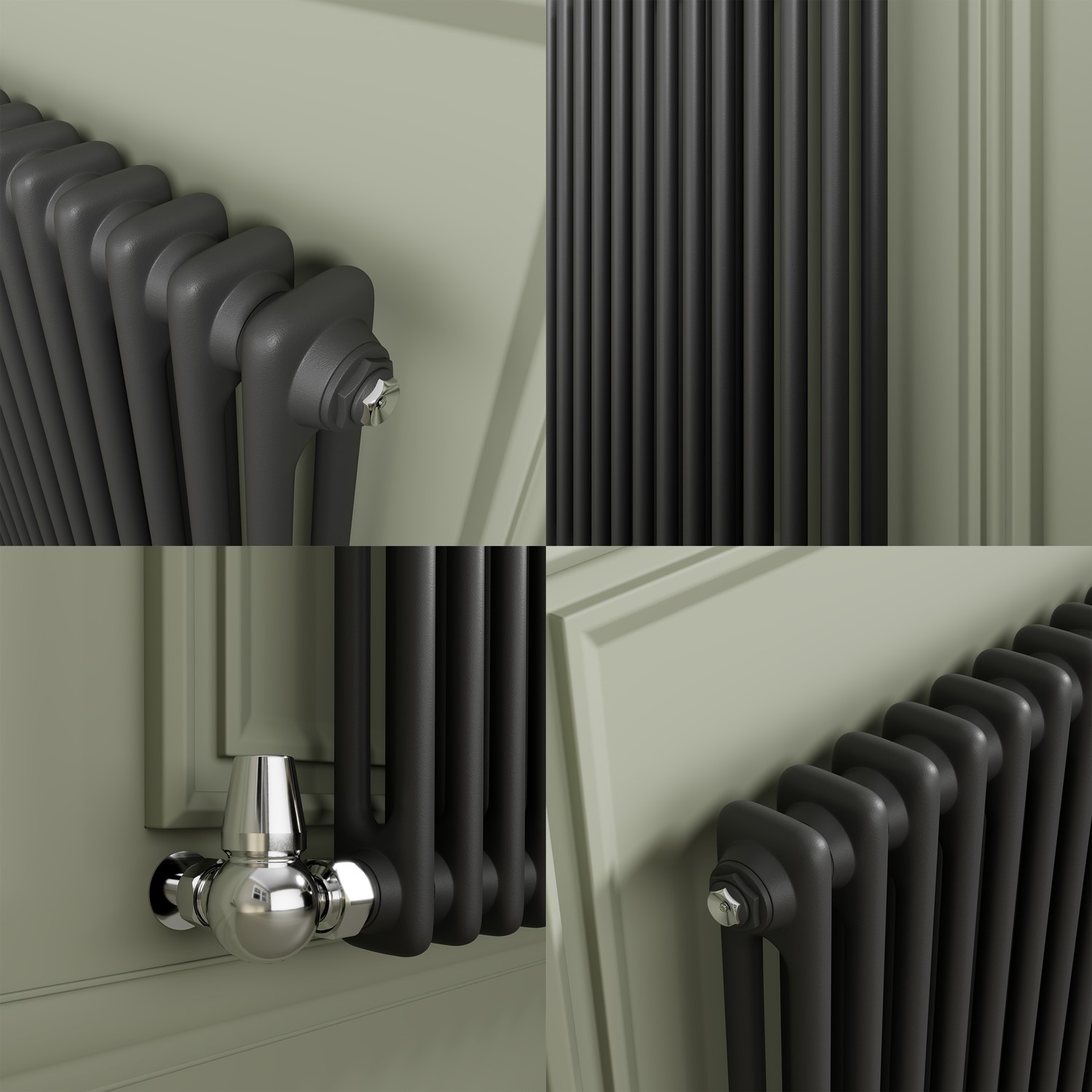 Buy Reggio Anthracite Horizontal Double Column Traditional Radiator ...