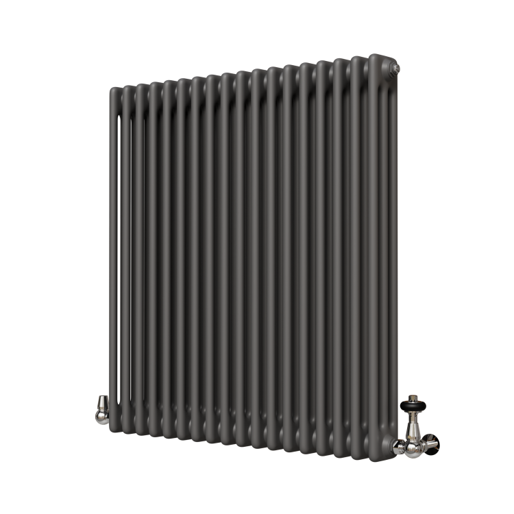 Reggio Anthracite Horizontal Triple Column Radiator 800x830mm 2411 BTU - Cast Iron Style