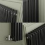 Reggio Anthracite Horizontal Triple Column Radiator 800x830mm 2411 BTU - Cast Iron Style