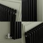 Reggio Midnight Black Horizontal Triple Column Radiator 800x1010mm 5736 BTU - Cast Iron Style