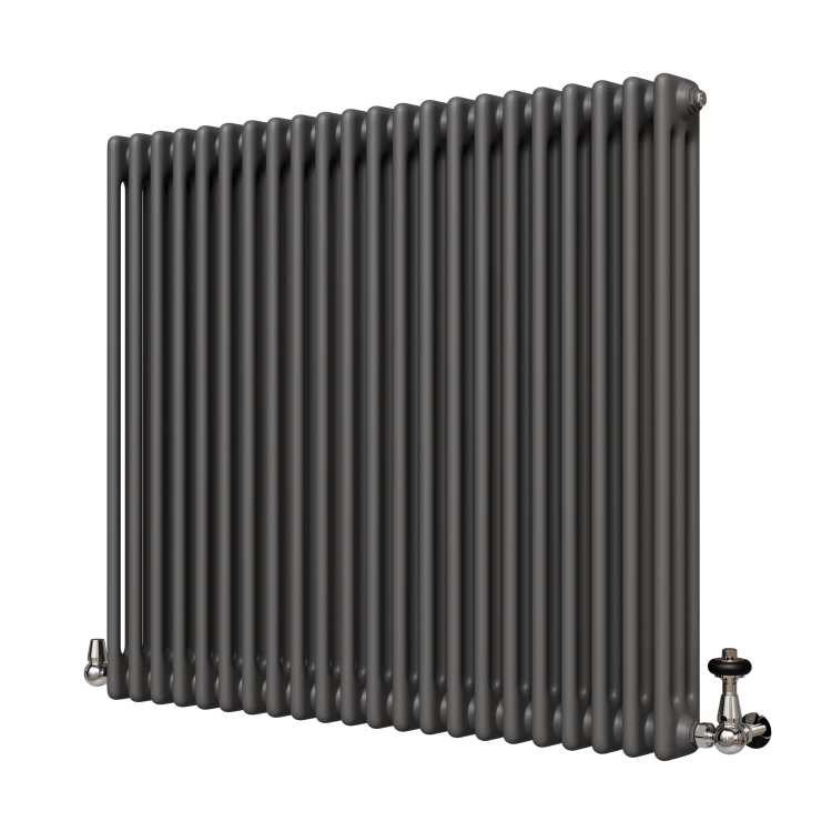 Reggio Anthracite Horizontal Triple Column Radiator 800x1010mm 5736 BTU - Cast Iron Style