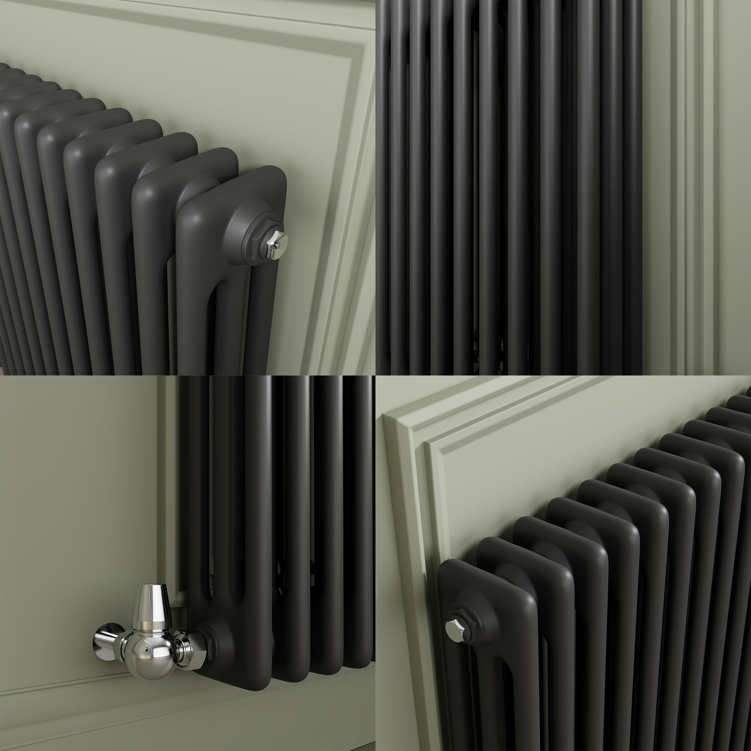Buy Reggio Anthracite Horizontal Triple Column Traditional Radiator ...