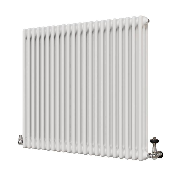 Reggio White Horizontal Triple Column Radiator 800x1010mm 5736 BTU - Cast Iron Style